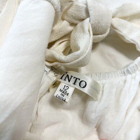 Showpo White Linen Blend Tie Back Sleeveless Mini Dress Size AU 12 / US 8 - Picture 5 of 8